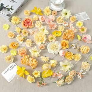 黄色系仿真花 假花绢花DIY手工花环材料古风汉服簪花学士帽装饰花