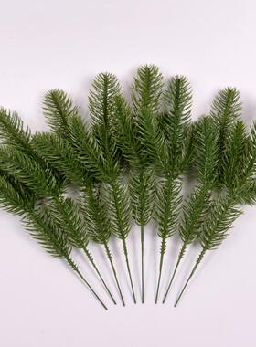 仿真松针迎客松三叉绿色植物DIY手工花环制作材料 圣诞装饰品配件