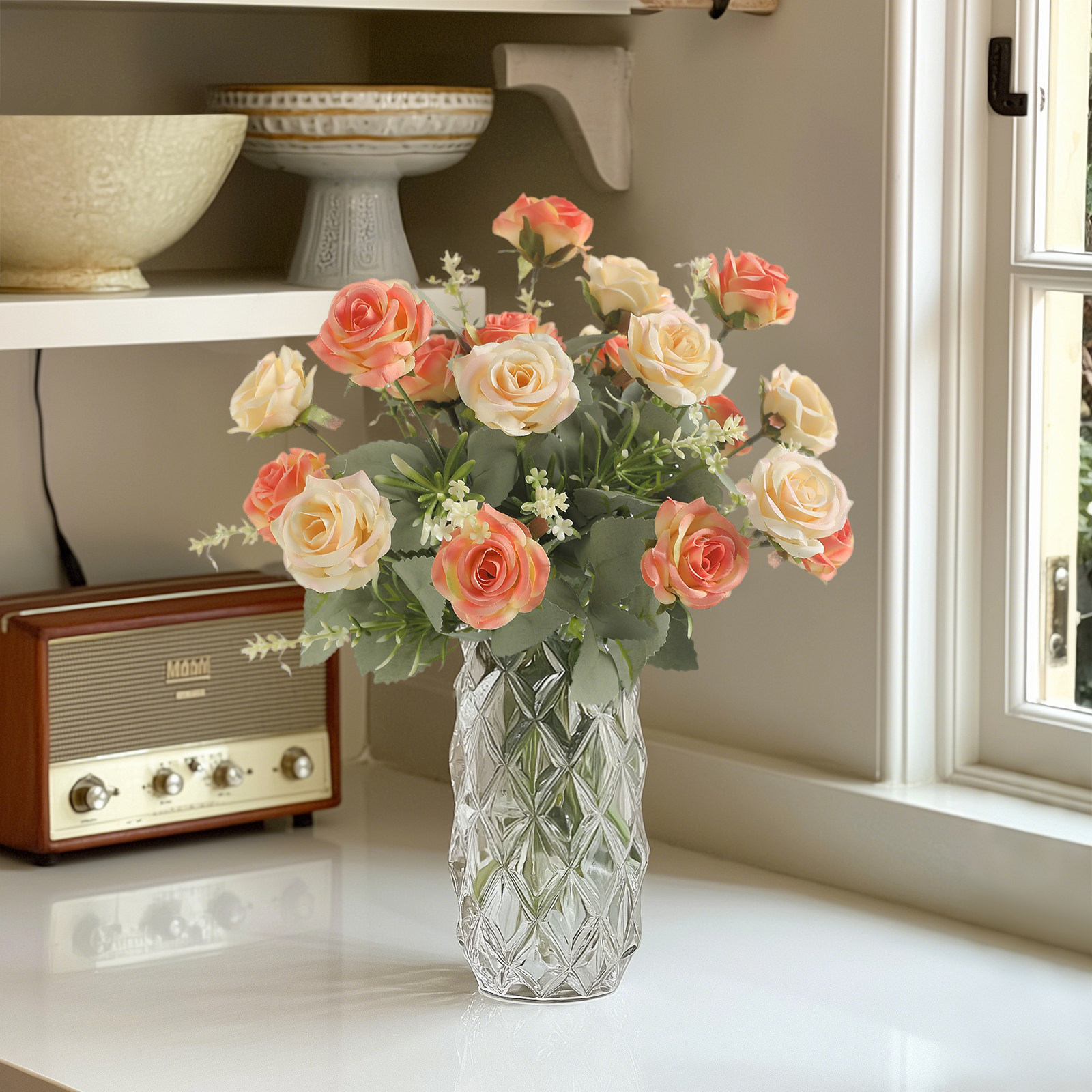 高档玫瑰花仿真花室内装饰