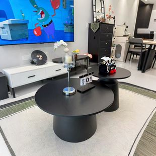 2025新款 北欧客厅铁艺茶几小户型圆形现代简约轻奢家用创意床头柜