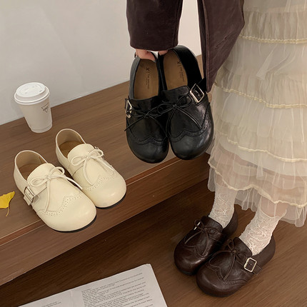 超火内增高厚底休闲皮面全包勃肯鞋女新款豆豆单鞋乐福小pu鞋