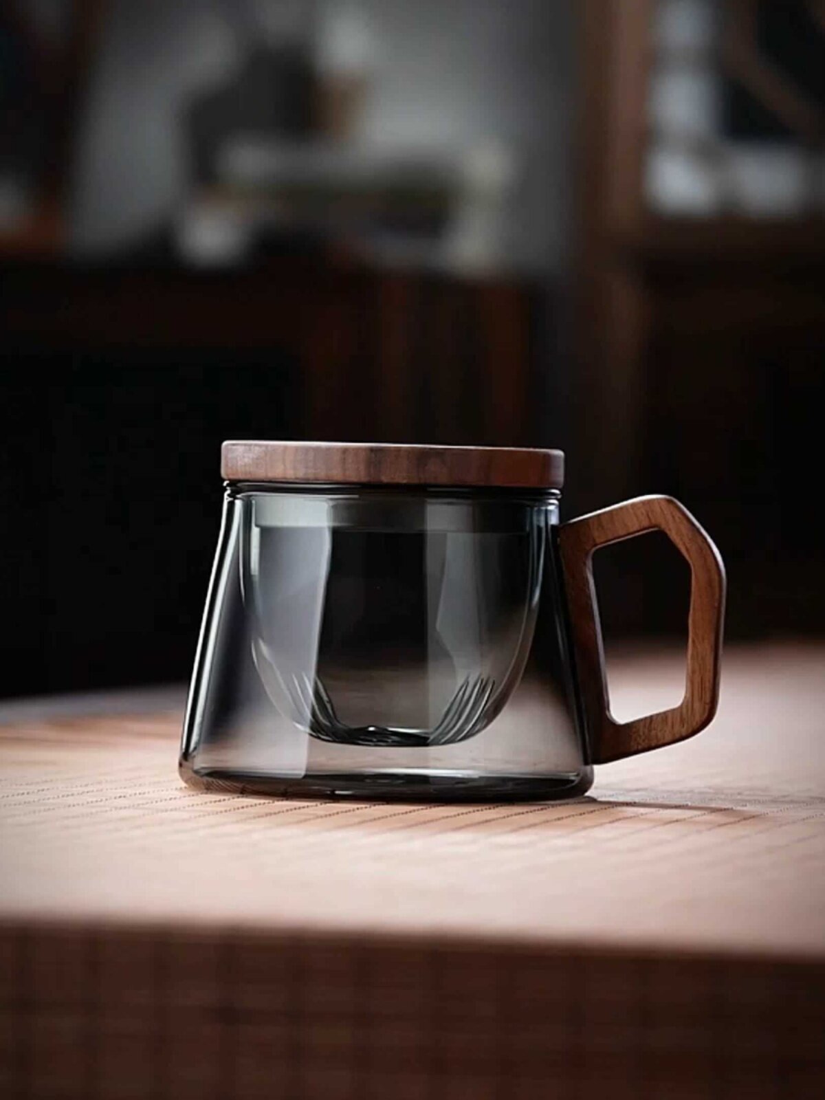 全度玻璃茶杯茶水分离杯子办公室家用带盖过滤杯泡花茶红茶三件杯
