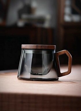 全度玻璃茶杯茶水分离杯子办公室家用带盖过滤杯泡花茶红茶三件杯