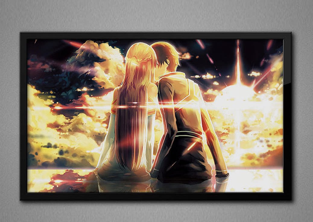 diy数字油画儿童卡通动漫亚丝娜桐人刀剑神域手绘填色客厅装饰画