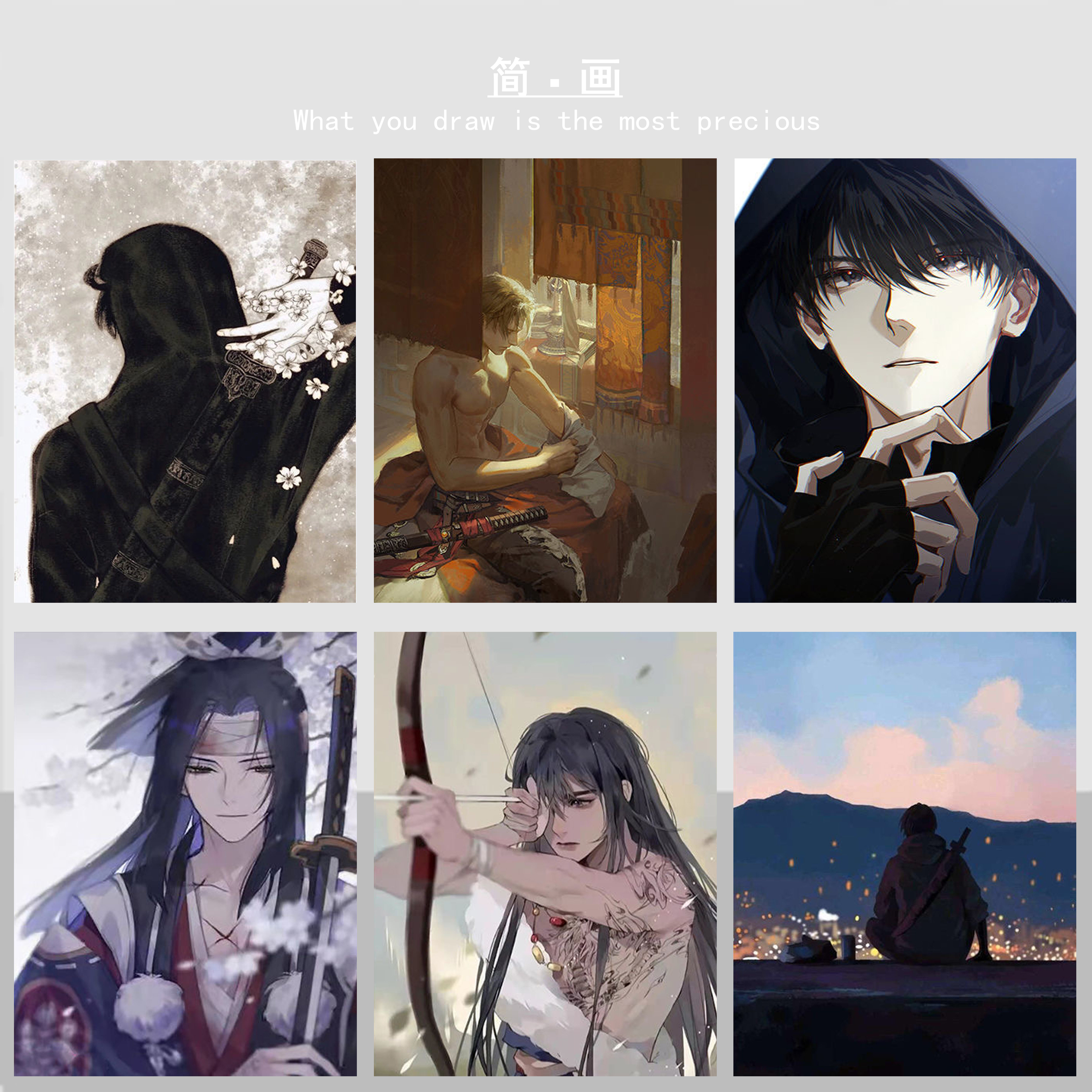 张起灵小哥吴邪盗墓笔记减压填色diy数字油画手绘挂画男女礼物