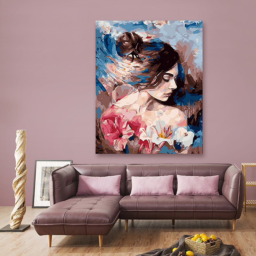 欧式插画名画女性绘画减压diy数字油画复古客厅书房家居装饰挂画