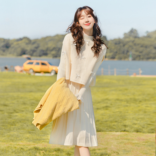 时尚学院套装裙冬季两件套毛衣高级感甜美风秋冬裙