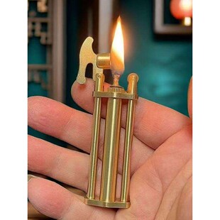 纯铜打火机老式黄铜手工煤油打火机经典砂轮齿轮全铜火机轻巧便携