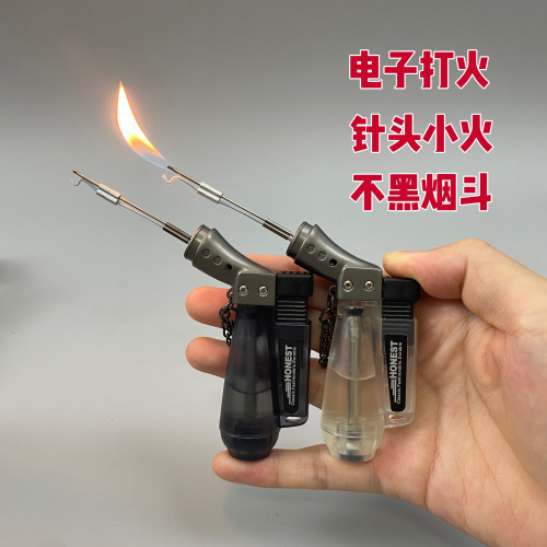 新款烟斗专用电子点火打火机炮机斜火加长小红火不殇烟斗烟具礼品