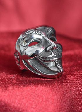 小丑面具人不锈钢戒指原创饰品