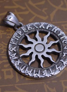 钛钢卢恩字母影楼道具学生款吊坠