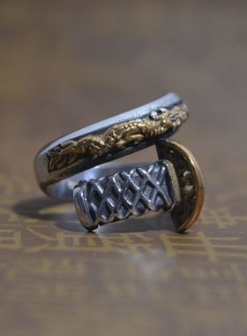 日韩风龙纹耐磨钛钢戒指新款特价