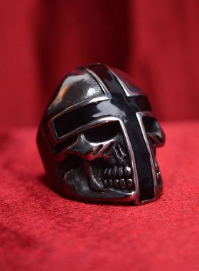 大码滴胶十字架骷髅头钛钢戒指