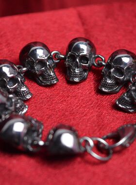 钛钢骷髅头欧美热销朋克风手链