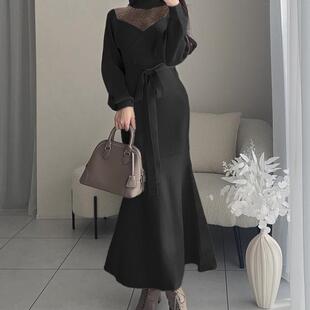 【日本GRL官网代购】蕾丝拼接针织长款连衣裙[dr752]