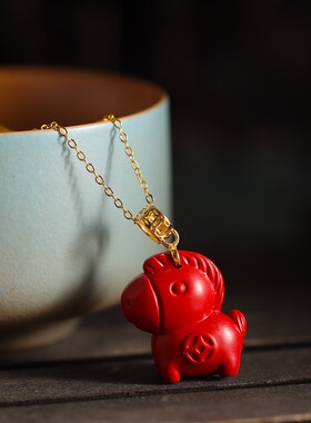 马上有钱S925纯银朱砂项链礼物