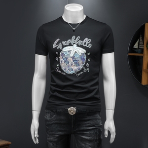 2026假模夏季新品质丝光棉男潮流短袖T恤QT6012AFD2642T-P75，男装T恤，阿丰达