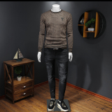 2024假模秋冬款新品男圆领潮流针织衫打底毛衣QT3012AFD5821-P105，男装针织衫/毛衣，阿丰达