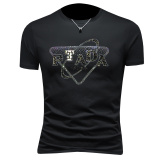 2026假模夏季新品质丝光棉男潮流短袖T恤QT6012AFD2623T-P75，男装T恤，钱塘6012(原3012)