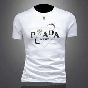 2026假模夏季新品质丝光棉男潮流短袖T恤 QT6012AFD2623T-P75，男装T恤，钱塘6012(原3012)