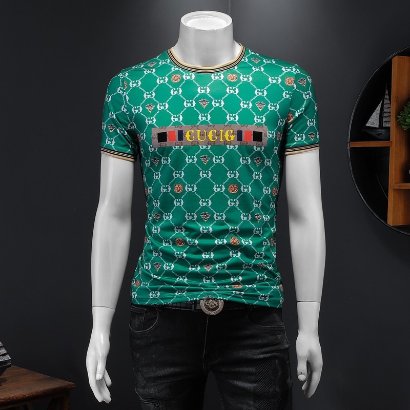 2025假模新款高端品质丝光棉男士潮流短袖T恤QT6012AFD8377T-P70，男装T恤，阿丰达