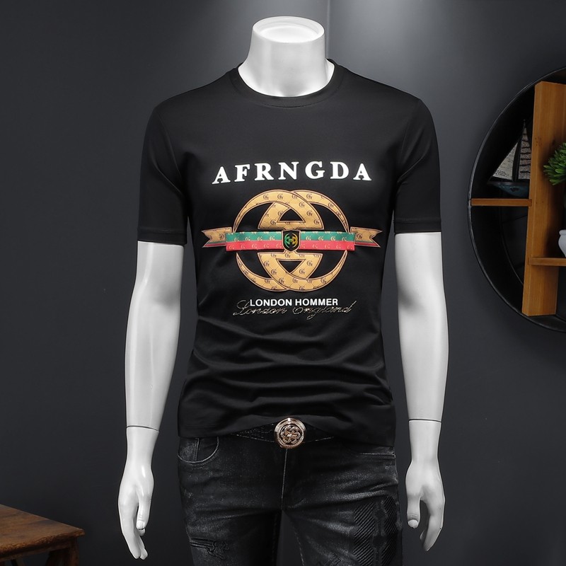 2025假模夏季新高端品质丝光棉男潮流短袖T恤QT6012AFD9931T-P70，男装T恤，阿丰达