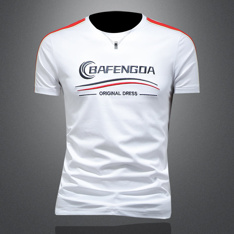 2026假模夏季新品质丝光棉男潮流短袖T恤QT6012AFD2621T-P75，男装T恤，钱塘6012(原3012)