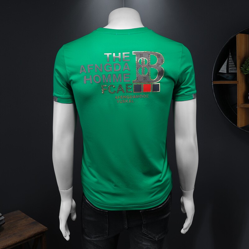 2025假模新款高端品质丝光棉男士潮流短袖T恤QT6012AFD8551T-P75，男装T恤，阿丰达