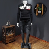 假模秋冬款新品男士翻领潮流针织衫打底毛衣QT6012AFD25006-P120，男装T恤，钱塘6012(原3012)