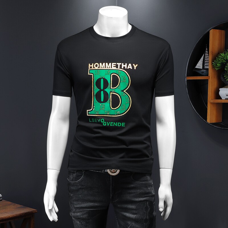 2025假模新款高端品质丝光棉男短袖T恤微阔版QT6012AFD8532T-P80，男装T恤，阿丰达