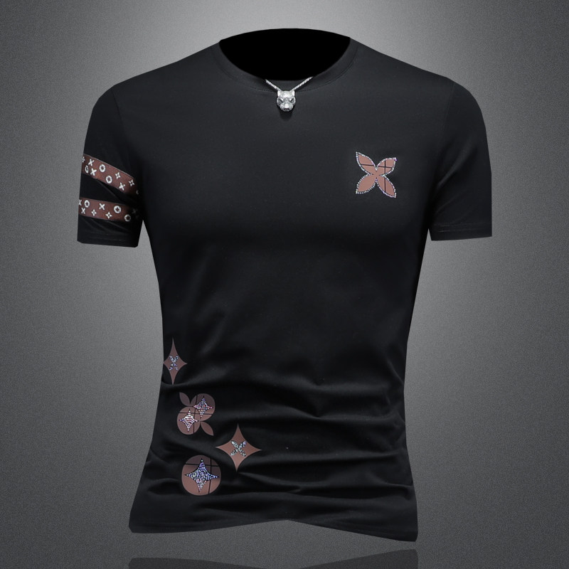 2025假模夏季新品质丝光棉男潮流短袖T恤QT6012AFD61002T-P70，男装T恤，阿丰达