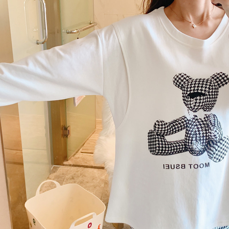 月子服春秋季睡衣宽松长袖哺乳喂奶孕妇产后冬天莫代尔家居服套装