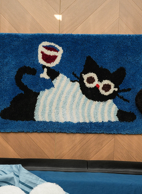 Easygood可爱簇绒地垫客厅地毯防家用滑床边毯北欧茶几毯猫咪地垫