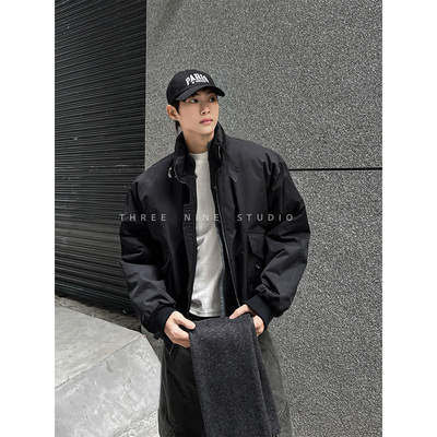 纯色立领白鸭90绒飞行夹克羽绒服