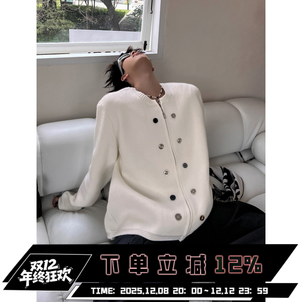 THREENINE小众设计圆领纯色毛衣