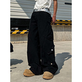 THREENINE 男女宽松休闲长裤 街头工装 结构多口袋设计感廓形弯刀裤