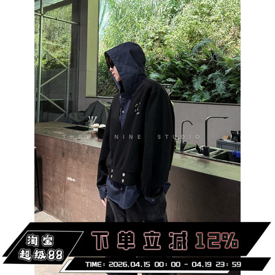 韩系学院假两件连帽衬衫