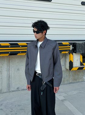 THREENINE 小众高级感垫肩短款西装夹克男女简约百搭宽松外套潮