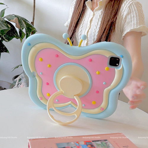 蓝色蝴蝶旋转支架ipad硅胶保护套