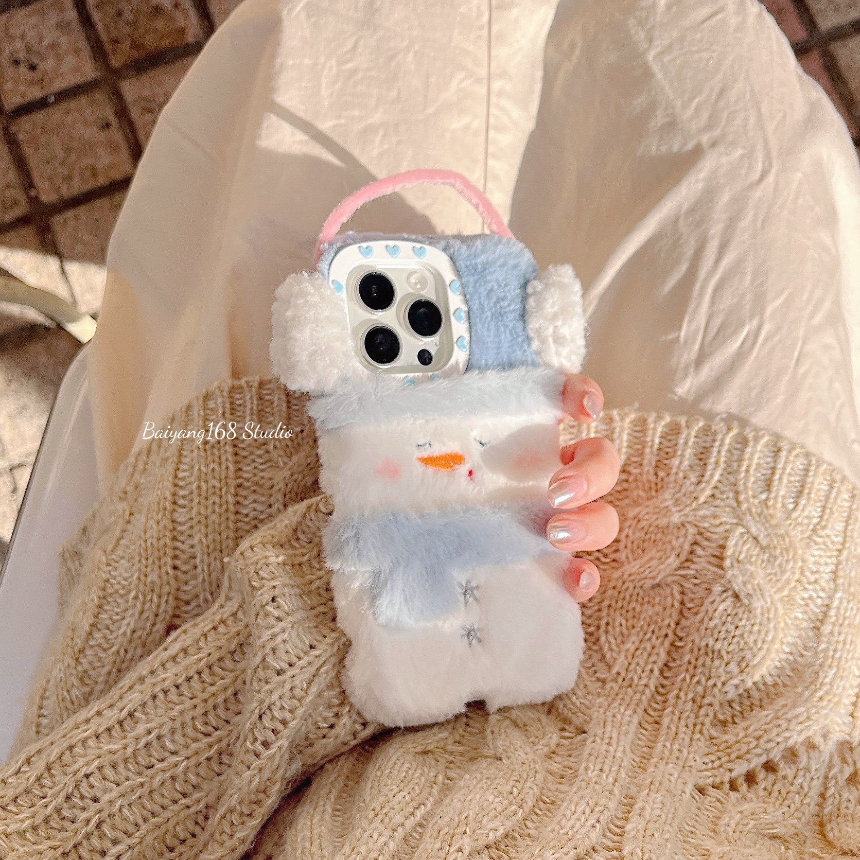 立体毛绒茸可爱围巾雪人适用苹果15手机壳iPhone16promax新款15Pro全包13秋冬14防摔套14Pro小众12女款16卡通,3C数码配件,手机保护套/壳,淘宝优惠券,粉丝福利购,淘宝优惠卷