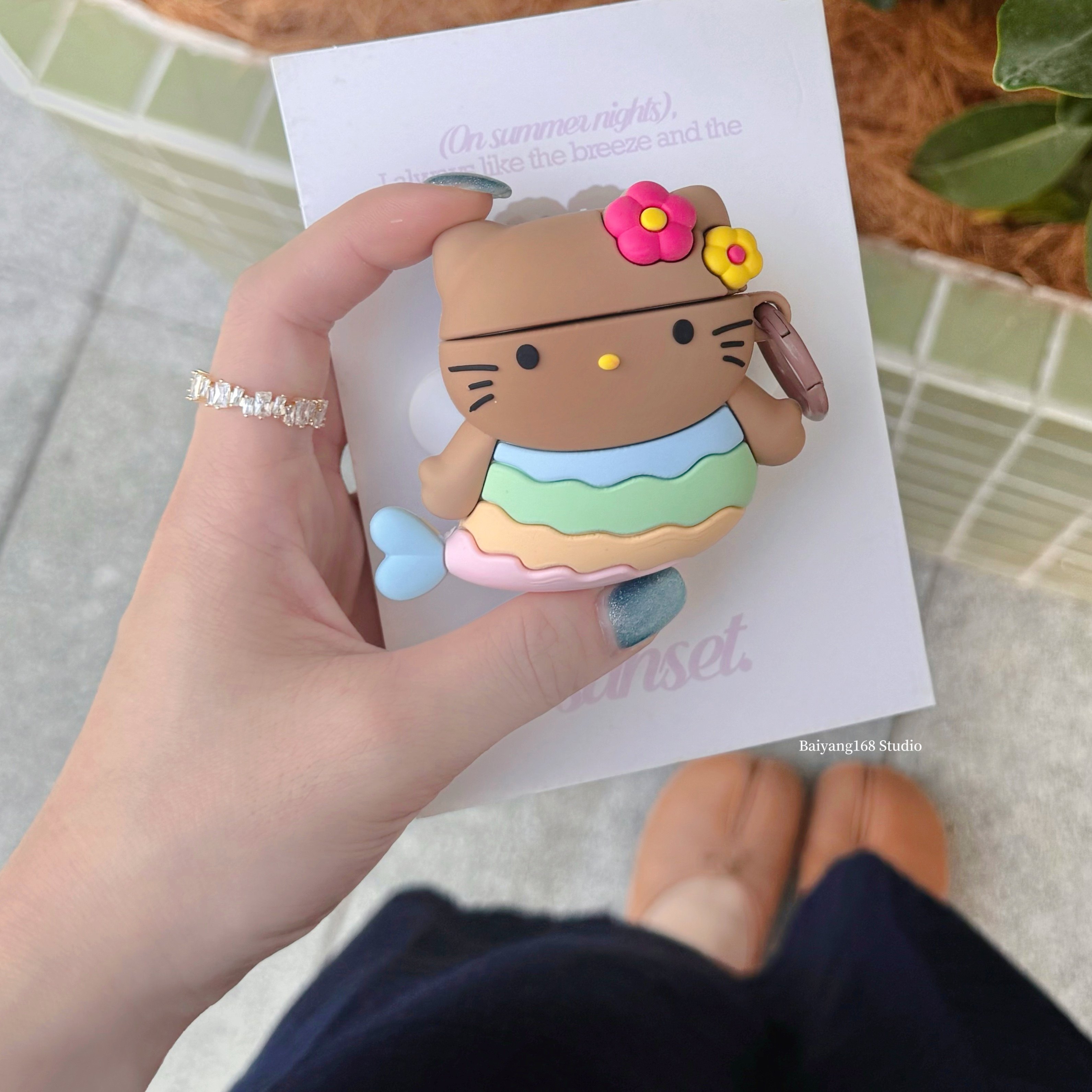 可爱黑皮美人鱼kitty猫适用苹果耳机保护套airpodspro