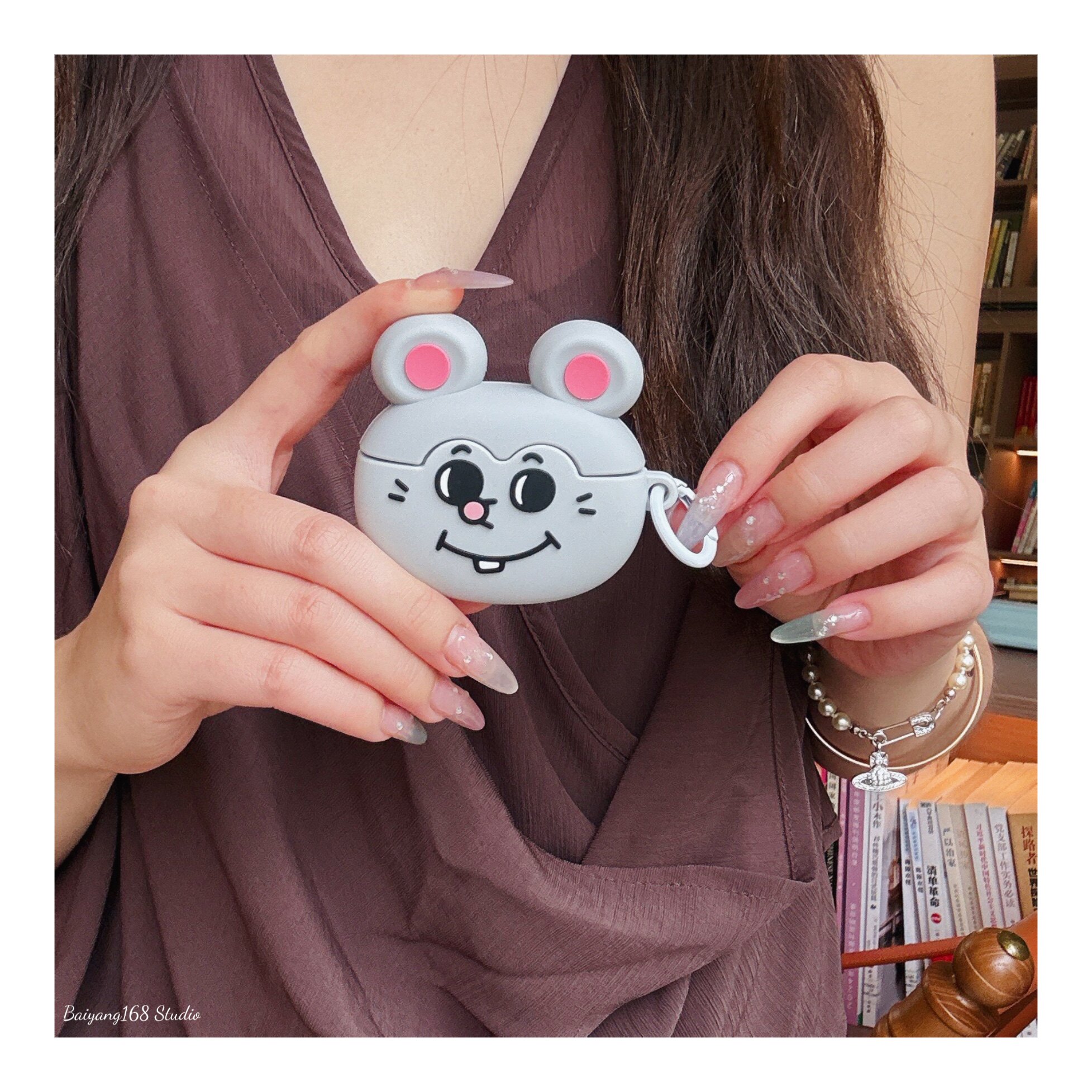 可爱卡通美叽大鼠适用苹果耳机保护套airpods4无线蓝牙耳机壳