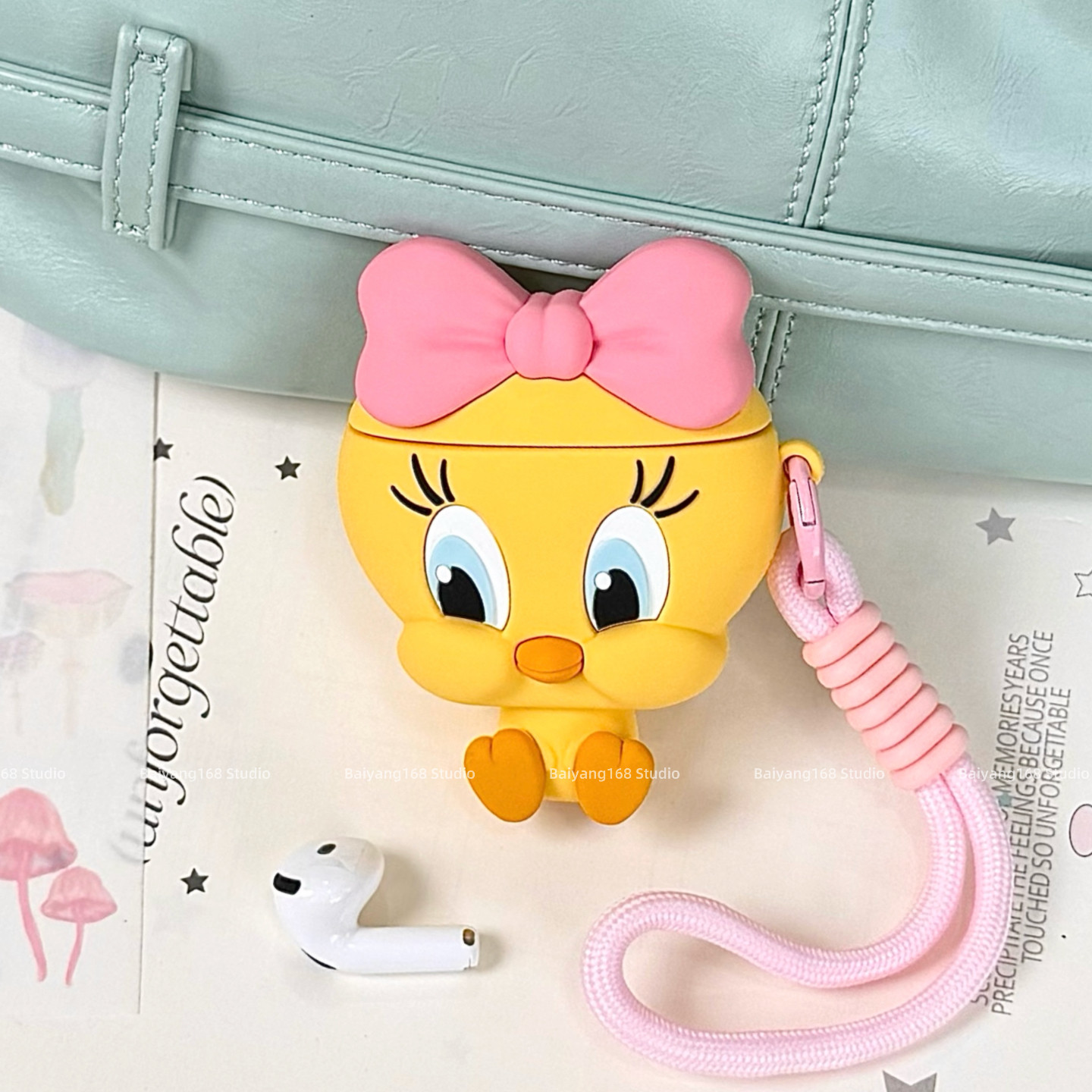 可爱蝴蝶结崔迪鸟适用airpods4保护套苹果耳机保护壳airp
