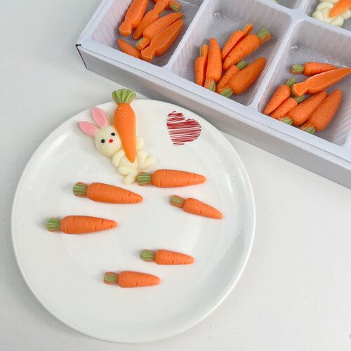 可食用节日儿童节蛋糕装饰巧克力兔子胡萝卜插件立体蘑菇成品摆件