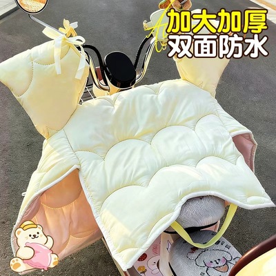 纯色电动车挡风被冬季加绒加厚保暖防水电瓶摩托车挡风罩通用车型