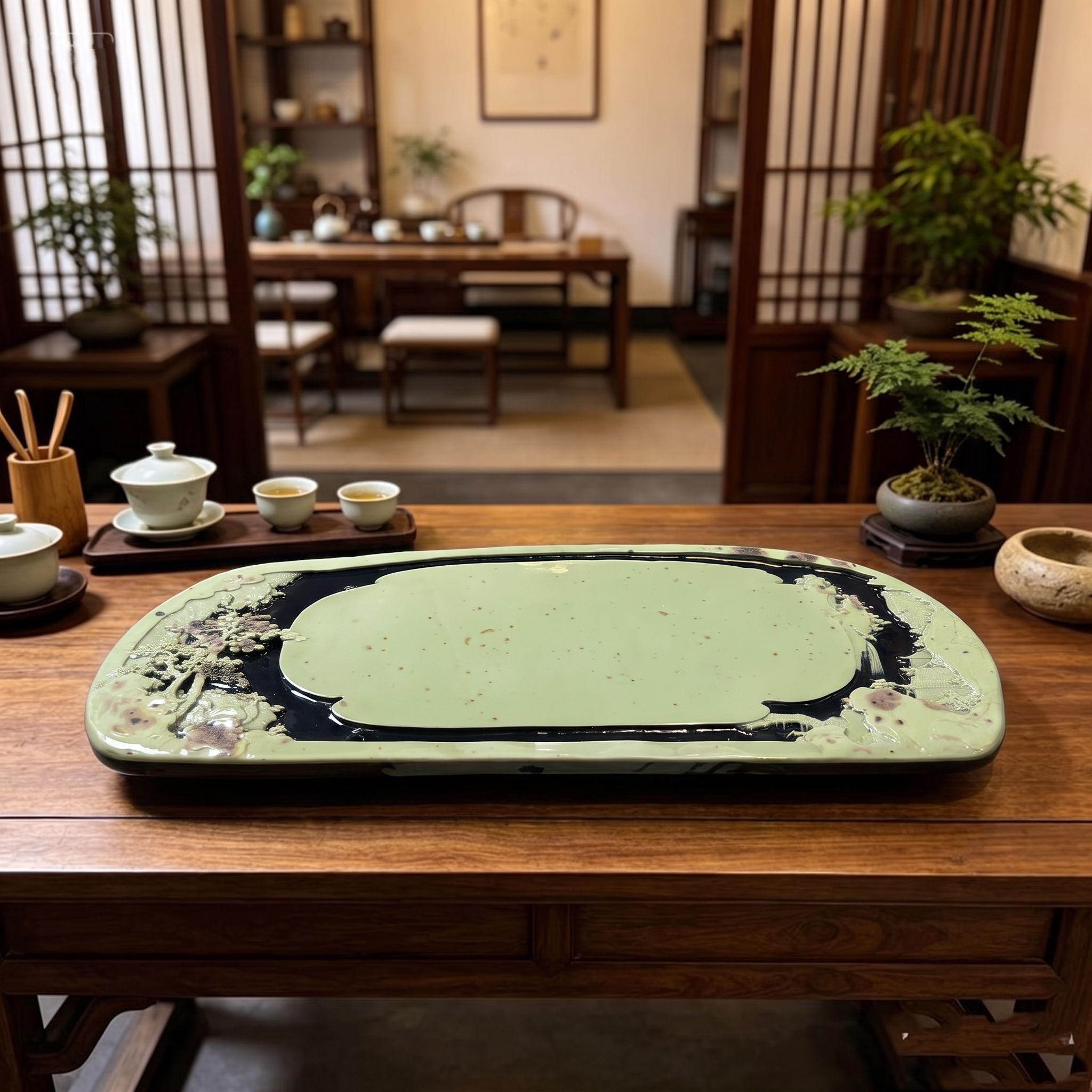 石雕一路连科茶盘干泡紫袍玉手工雕刻茶盘茶海收藏工艺品