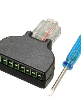 RJ45网络端口转接头RJ45 TO Screw 免焊8P水晶头转绿色端子转接头