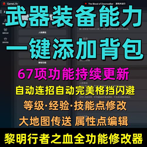黎明行者之血修改器武器装备添加自动连招完美格挡闪避多项功能