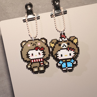 新款kt可爱轻松熊卡通钥匙扣挂饰萌物礼物学生包包书包挂件拼豆风