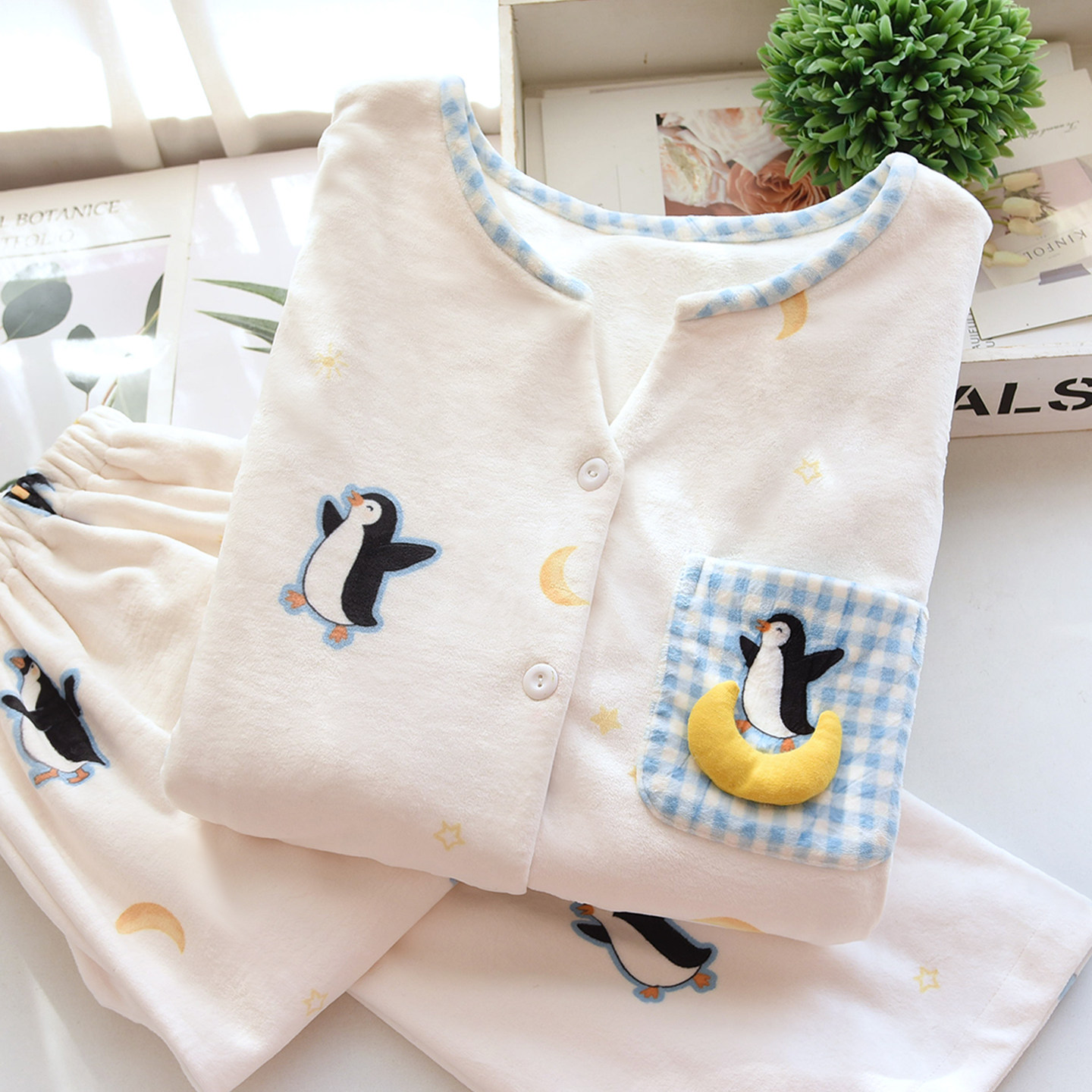 海岛绒加厚保暖哺乳月子服套装冬